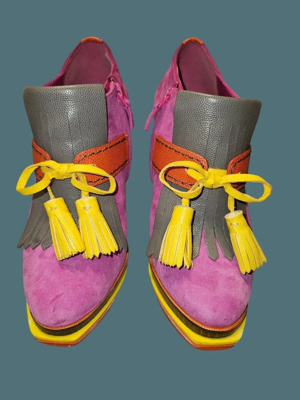 Cole Haan x NikeAir Kiltie Platform Stiletto Bootie Suede/Leather Women 7B - Picture 1 of 13